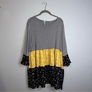 Striped and Floral Tunic Dress by Emerald 1X